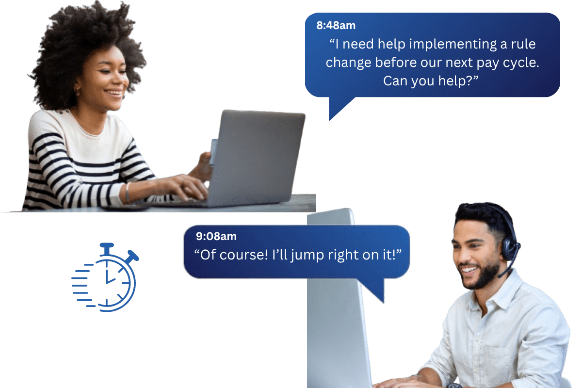 A sales commission manager requests support from the Core Commissions team